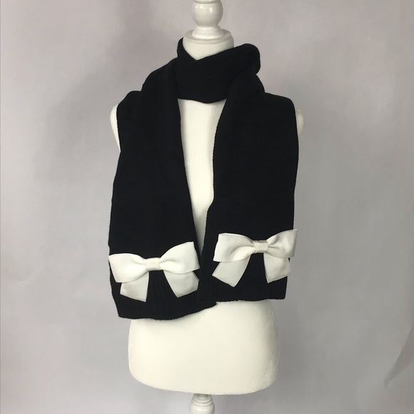 kate spade | Accessories | Kate Spade Black Scarf With White Bow | Poshmark